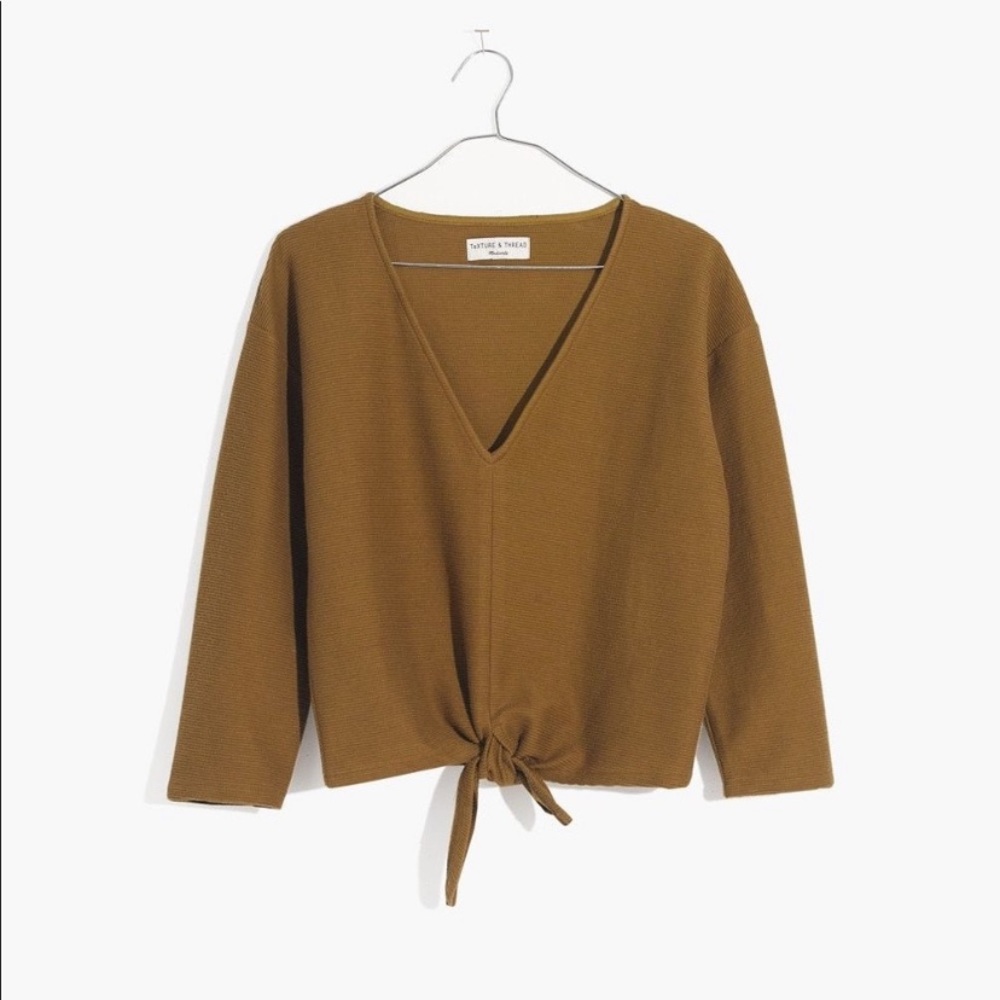 Madewell Texture&Thread Long-Sleeve Tie-Front Top - Picture 1 of 6